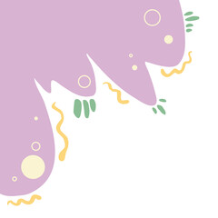purple abstract fluid memphis style illustration as top corner border frame