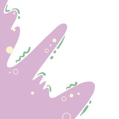 abstract background corner border with fluid memphis style design and purple color tone scheme