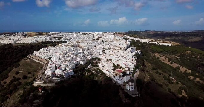 aerial view of Vejer de la Frontera, hilltop town near C&aacute;diz, Andalusia, Costa de la Luz, Spain, Europe