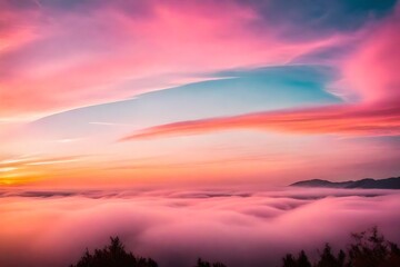 Magic of a candy-colored sky at sunset - AI Generative