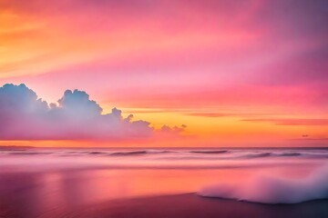 Fototapeta na wymiar Magic of a candy-colored sky at sunset - AI Generative