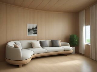 Minimalist style home interior design of modern living room.