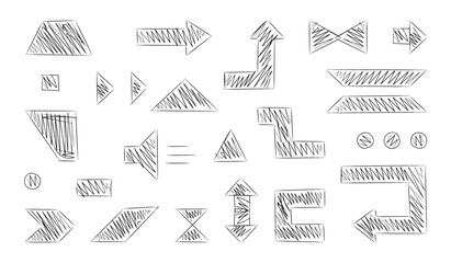 hand drawing geometric shapes. triangle sign, arrow sign, square with sketch