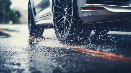 Rainfall creates hazardous driving conditions..