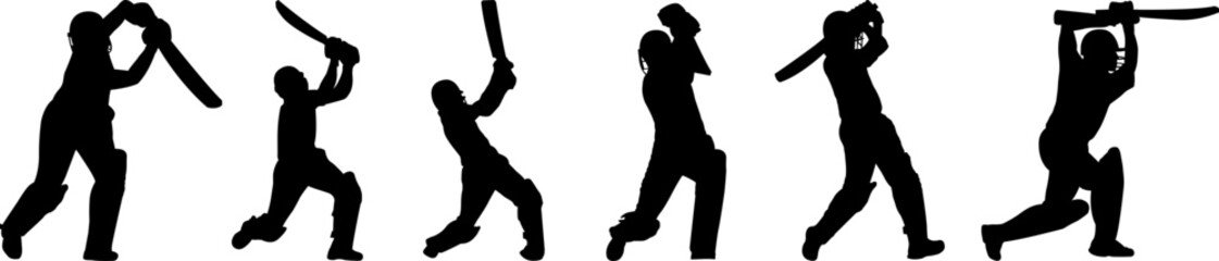 
Cricket Batsman, Bowler Silhouettes Elements
