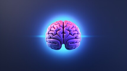 Human brain 3D model bathed in neon glow symbolizing intelligence and endless possibilities of learning and development, modern intricate nature of human cognition