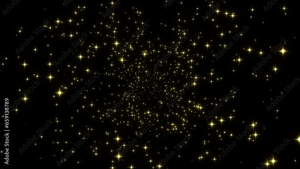 Canvas Prints through golden sparkling glow particle loop animated background.