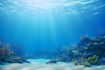 Background with an underwater scene with coral reef