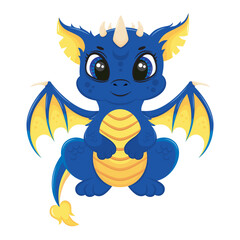 Vector drawing of a cute little dragon