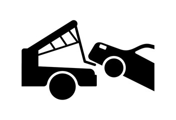 An icon forbidding parking of cars. An icon with a tow truck evacuating the car to the impound lot .  The work of a tow truck to move a broken car. EPS10