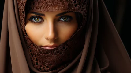 Foto op Aluminium close-up pretty arab woman in a niqab eye © Moribuz Studio