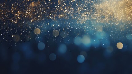 background of abstract glitter lights blue gold and black banner - obrazy, fototapety, plakaty
