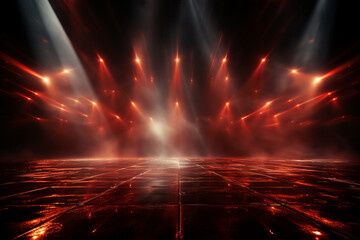 Backdrop With Illumination Of Red Spotlights For Flyers realistic image ultra hd high design - obrazy, fototapety, plakaty