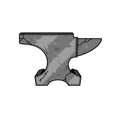 Blacksmith anvil. Symbol of work in forge. Forging and manufacturing of steel. Flat cartoon illustration isolated on white background