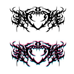 Fototapeta premium Neo Tribal sigil Tattoo. Gothic y2k brutal vaporwave sticker. Abstract sigilism ornate.