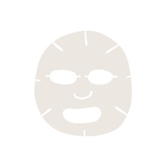Obraz premium Sheet Face Mask. Skin hydrating or moisture. Facial skincare beauty cosmetic. Spa treatment product. Woman natural makeup with lotion. Cartoon illustration isolated on white