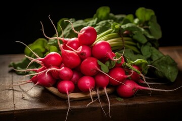 Tangy Freshly red radishes. Summer food. Generate Ai