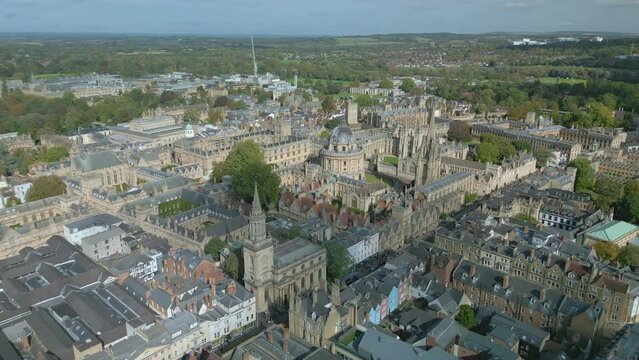 The drone aerial footage of central Oxford, England.Oxford is a city in England. It is the county town and only city of Oxfordshire. 