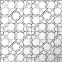 Fototapeta premium White Line Geometric Seamless Pattern 3d Emboss