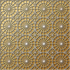 White  and Gold Circle Combination Geometric Seamless Pattern 3d Emboss