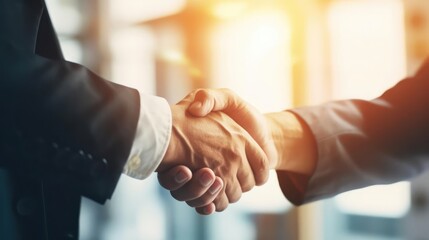 Business partnership meeting businessmans handshake Successful businessmen handshaking after good deal