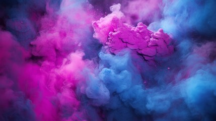 Fototapeta premium A vibrant pink and blue cloud of smoke
