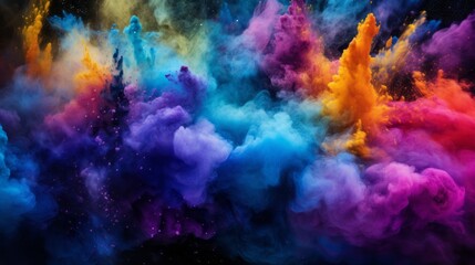 Obraz na płótnie Canvas A colorful cloud of smoke in the dark