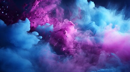 A blue and pink cloud filled with liquid
