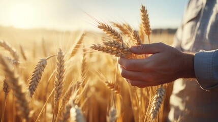 A person holding a stalk of wheat in their hand