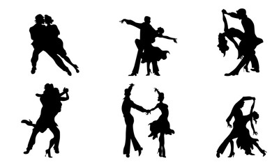 salsa silhouettes set - obrazy, fototapety, plakaty