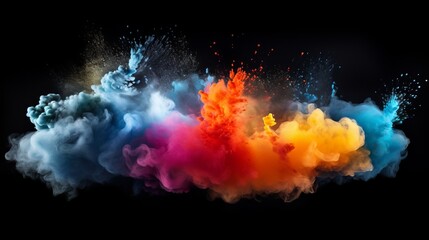 A group of colored smokes on a black background