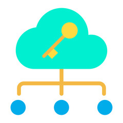 Flat Cloud data Key icon