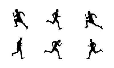 Fototapeta na wymiar running man silhouettes set