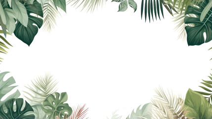 Fototapeta na wymiar Tropical foliage border with space for text