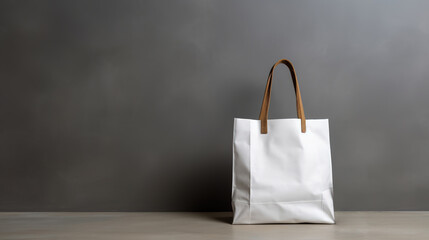 Blank canvas tote bag mockup in white eco friendly design with copy space. Concepts for zero waste movement of shopping bags.