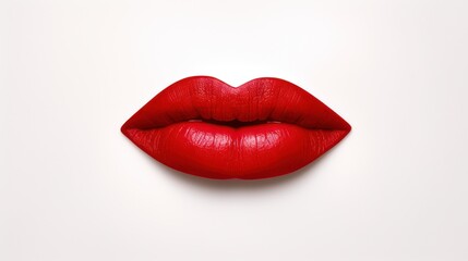 Sensual Red Lip on White Background

