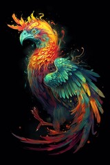 illustration, cute and proud phoenix bird