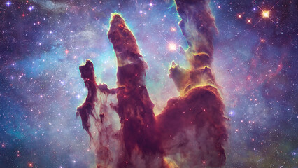 Nebula is deep space. Galaxy in outer bright space. Stars in space. Astronomy and Universe...