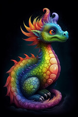 illustration, cute dragon colorful