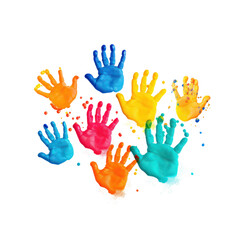 Fototapeta premium Colorful handprints on white background