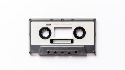 Obraz premium Top View of Cassette Tape on Seamless White Background