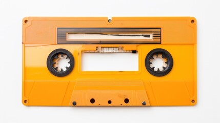 Top View of Cassette Tape on Seamless White Background