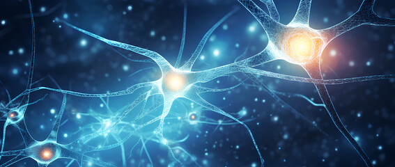 Neurons Brain Cell Medical Background - obrazy, fototapety, plakaty