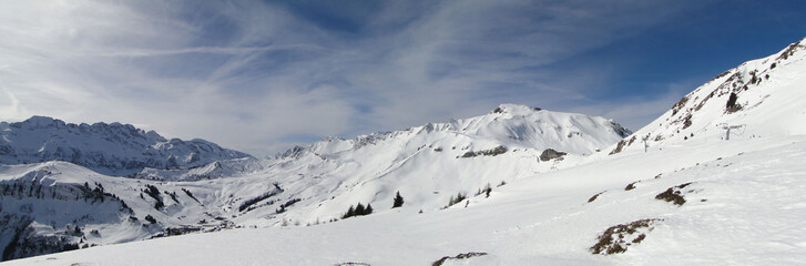 High alpine ski area in French Alps