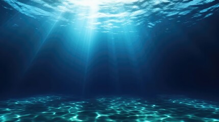 Dark blue ocean surface seen from underwater  - obrazy, fototapety, plakaty