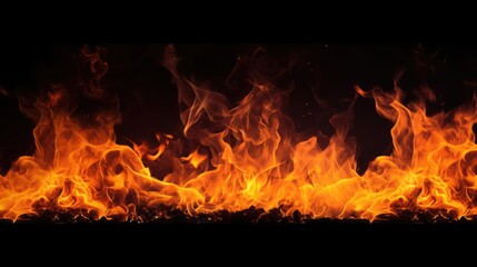 Fototapeta na wymiar Fire flames on black background 