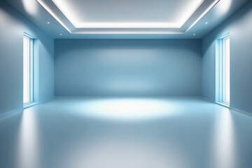 empty white room with blue wall Generative AI