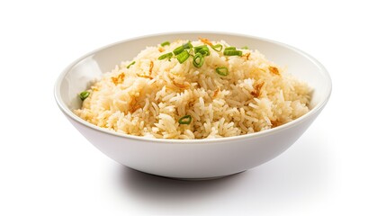 Delicious Fried Rice in Bowl on White Background