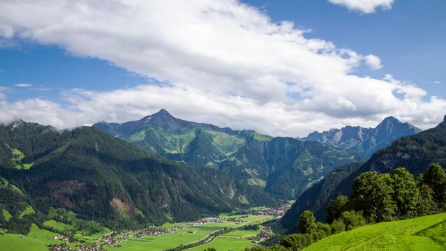 Timelapse view of Mayrhofen and Zillertal Alps, Austria