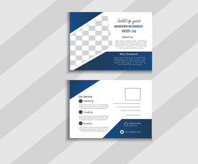 Corporate business or marketing agency postcard template with two colors